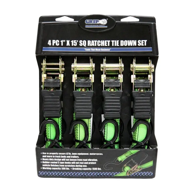 1 in. x 15 ft. Ratchet Tie Down (4-Piece)
