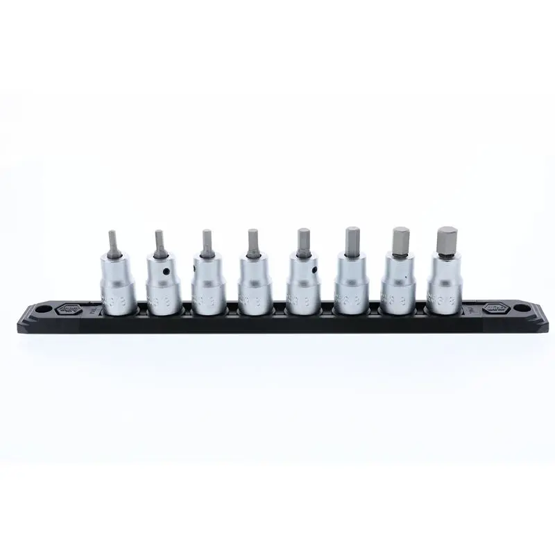 Wiha Hex Inch Bit Socket 3/8in Square Drive 8 Piece Set