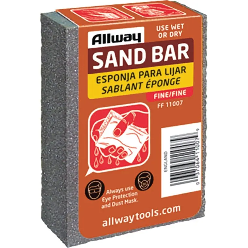 Allway Tools FF Sand Bar, 4 in L, 3-1/2 in W, Fine, Aluminum Oxide Abrasive