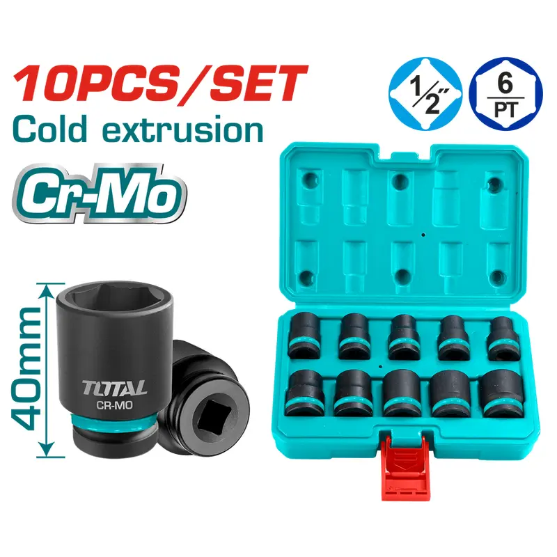 TOTAL 10PCs 1/2" DR. Impact Socket Set (THISTD12101)