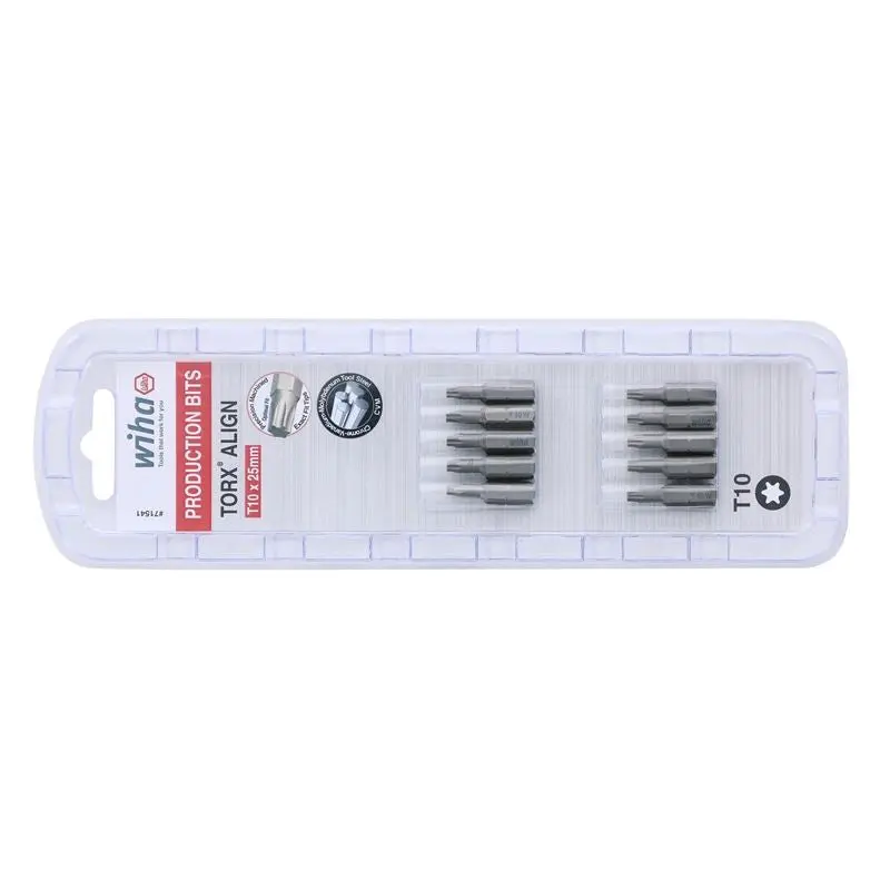Wiha Torx Align Insert Bit T10 x 25mm Pack of 10 Bits