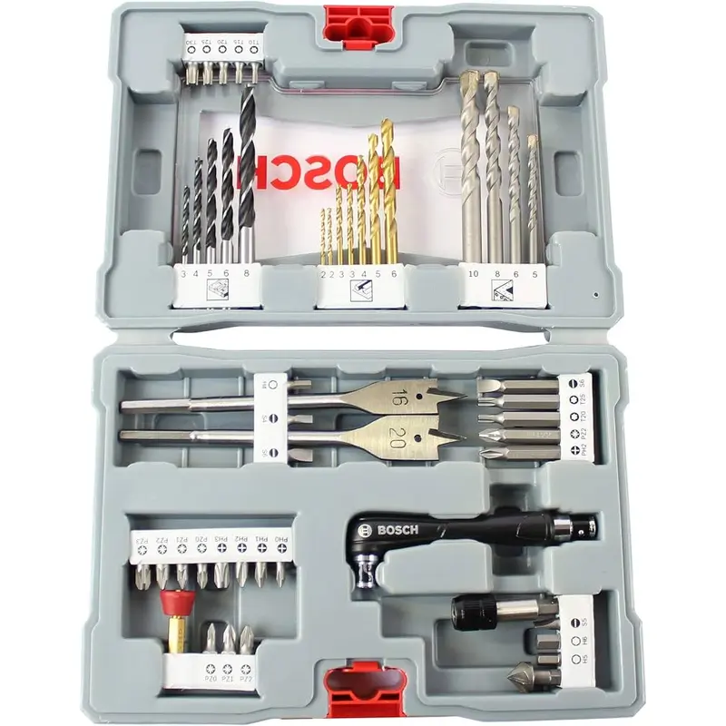 Screwdriver   Drill Bit Silver Set Wood/Concrete/Metal - 49pcs