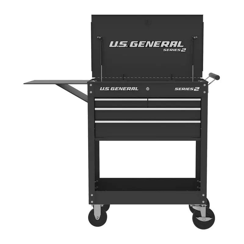 30 in. 4 Drawer Black Tech Cart