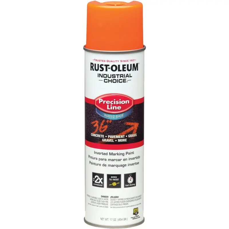 Rust-Oleum 203036 Inverted Marking Spray Paint, Fluorescent Orange, 17 oz, Can
