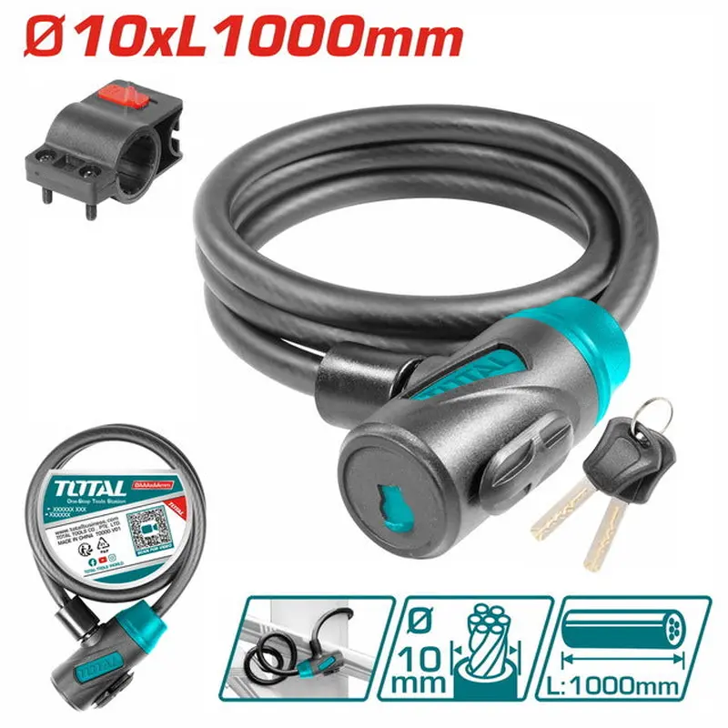 TOTAL Bicycle Lock with Lock Frame 10X1000mm (TBK11010)