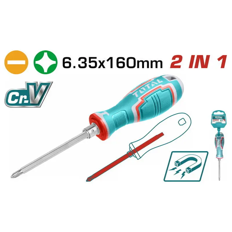 TOTAL 2 IN 1 SCREWDRIVER SET PH2   SL6.3 X 160 (THT250206)