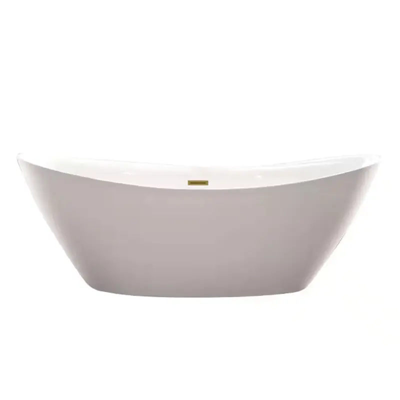 71 in. Acrylic Flatbottom Freestanding Bathtub in White/Titanium Gold