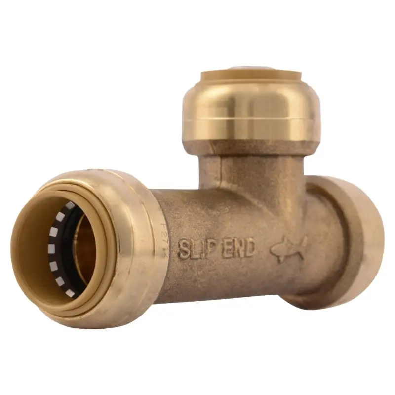 SharkBite U3370LFA Pipe Tee, 3/4 in, Push-to-Connect, DZR Brass, 200 psi Pressure