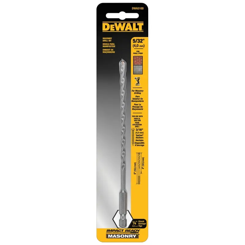 DeWALT DWA5100 Drill Bit, 5/32 in Dia, 6 in OAL, 1/4 in Dia Shank, Hex Shank