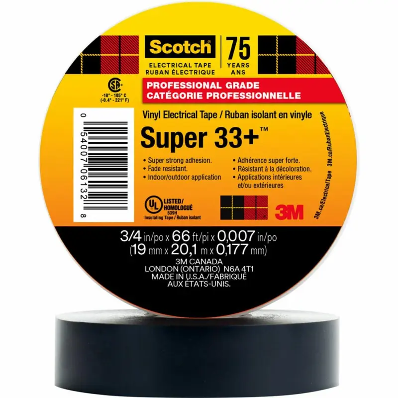 3M Scotch Vinyl Electrical Tape Super 33  - 3/4" x 66ft