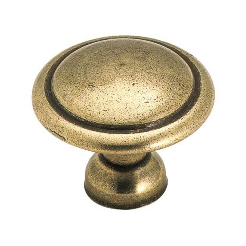 Amerock 848LB Cabinet Knob, 1-3/8 in Dia, 1-3/8 in L, 1 in Projection, Zinc, Light Antique Brass
