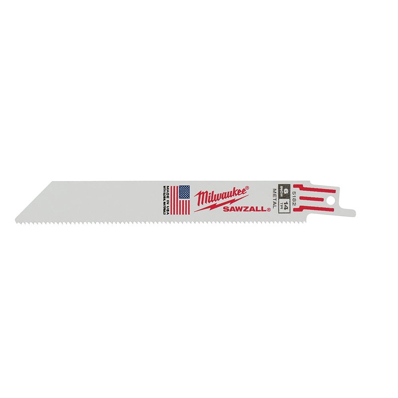 Milwaukee SAWZALL 48-00-5182 Sawzall Reciprocating Saw Blade, 6 in L, 3/4 in W, Thin Kerf Teeth, 14 TPI