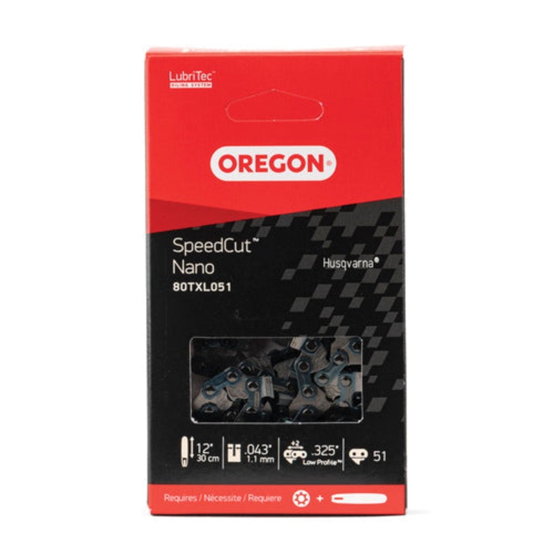 OREGON SpeedCut 80TXL051G Nano Saw Chain, 12 in L, 0.043 in, 0.325 in Pitch
