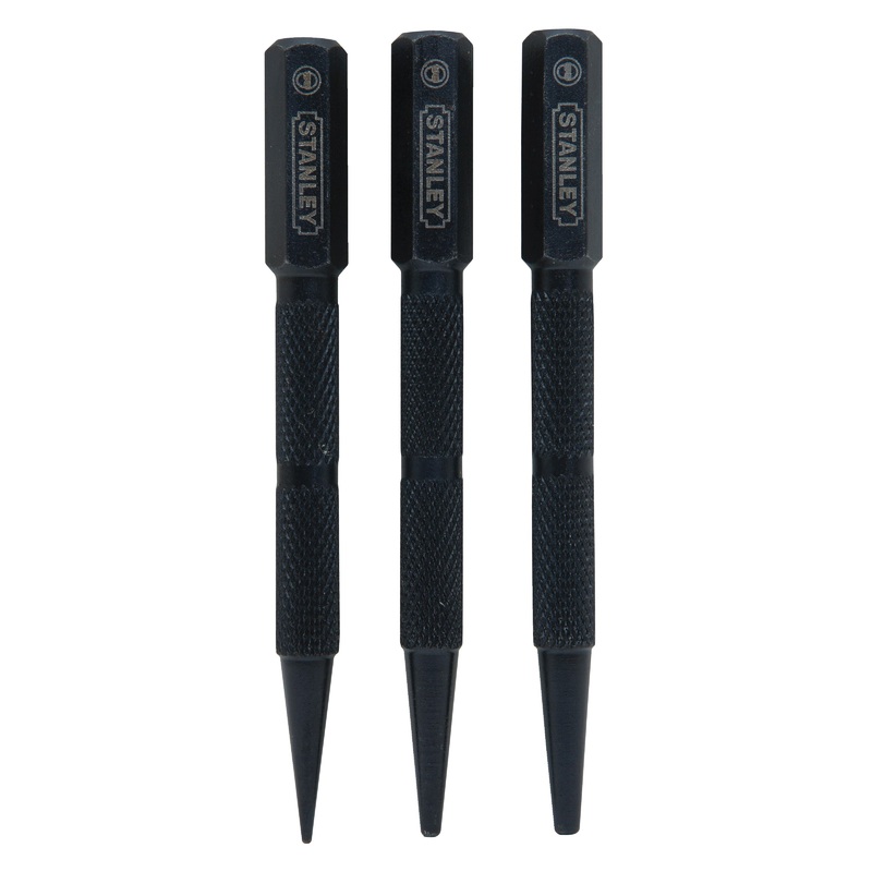 STANLEY 58230 Nail Set, Round Tip, 1/16 in, 1/32 in, 3/32 in Tip, Alloy Steel, Phosphate, 3 -Piece