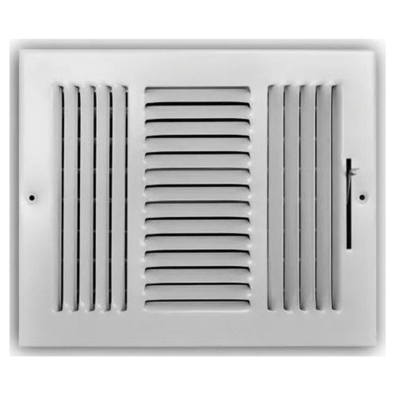 TRUaire 103M 10X06 Sidewall/Ceiling Supply Register, 10 x 6 in, 3-Way Deflection, Steel, Powder-Coated, White